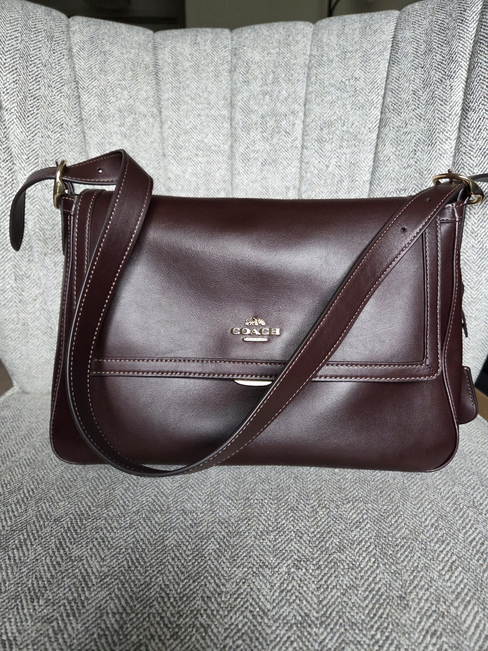 Coach Large Etta Flap Bag In Espresso CCE57